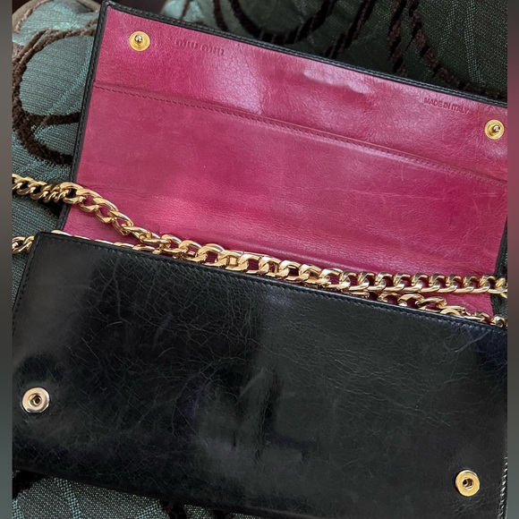 Miu Miu Black Wallet with Gold Chain - Picture 12 of 14